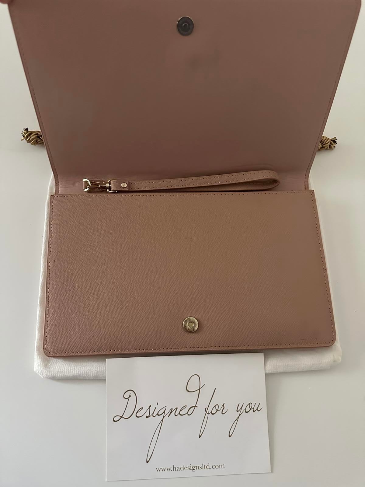 HA Designs Luxury Leather Clutch Bag – Blush Pink