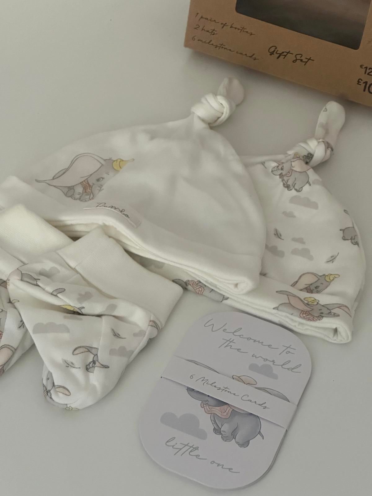 Disney Baby Dumbo 3-Piece Gift Set with Milestone Cards – 3-6 Months