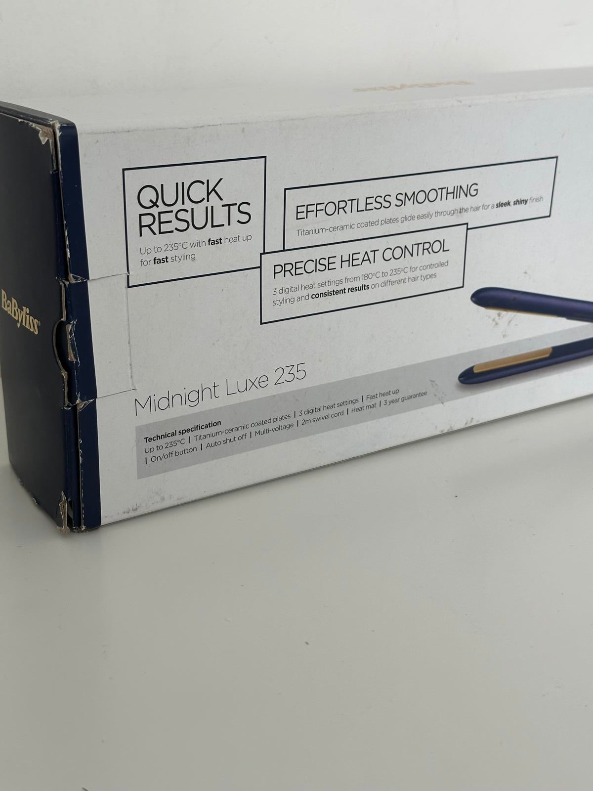 BaByliss Midnight Luxe 235 Hair Straightener – Titanium-Ceramic Plates