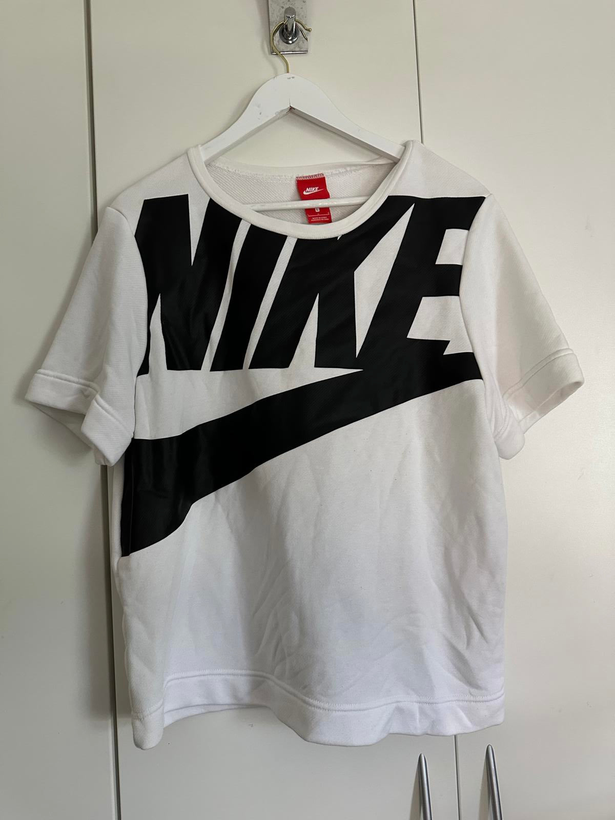 Nike White T-Shirt with Oversized Black Logo Print