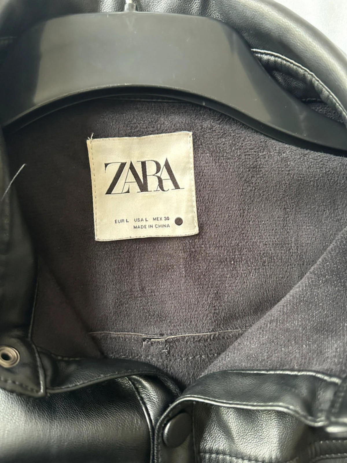 Black Leather Button-Up Shirt Jacket