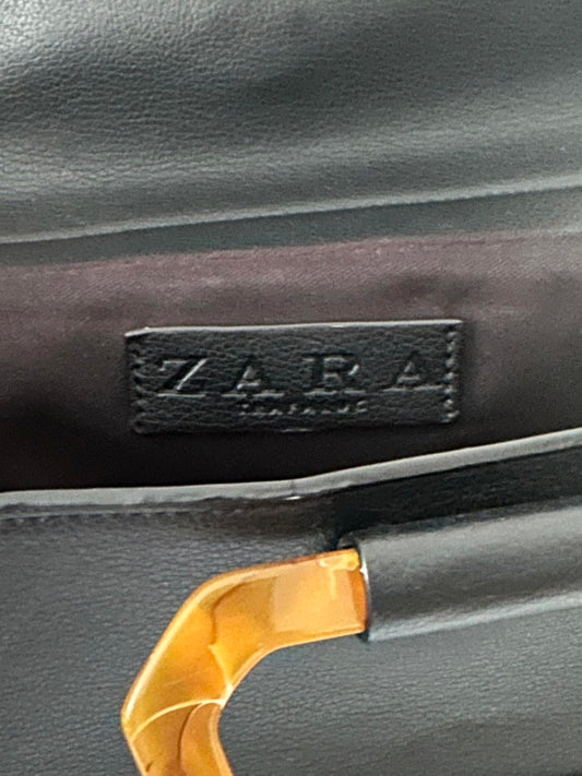 Zara Black Structured Tote Bag with Tortoiseshell Handles