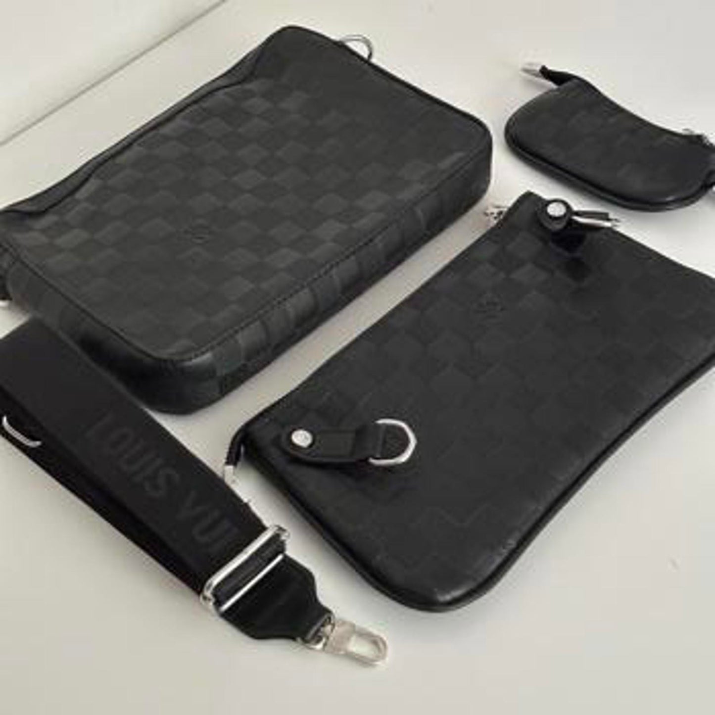 Louis Vuitton Damier Graphite Crossbody Bag with Strap & Pouch