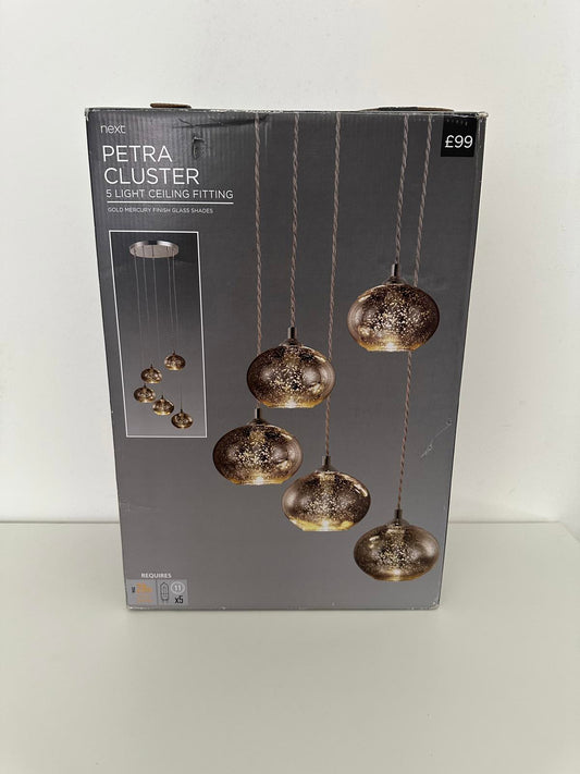 Next Petra Cluster 5 Light Ceiling Fitting – Gold Mercury Finish