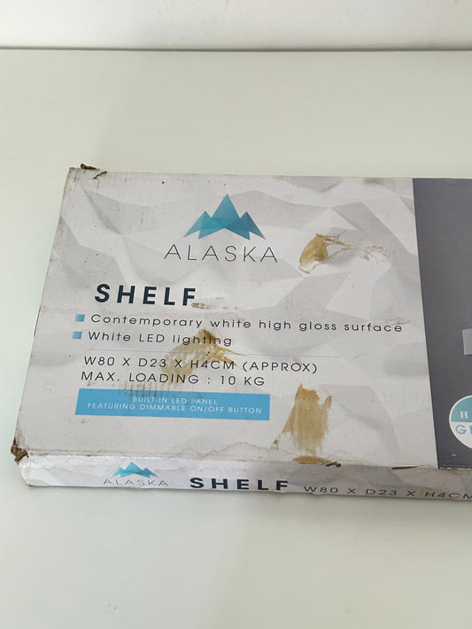 Alaska White High Gloss LED Floating Shelf with Dimmable Lighting