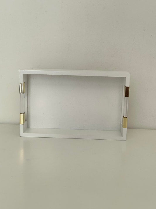 Modern White & Gold Acrylic Edge Decorative Tray