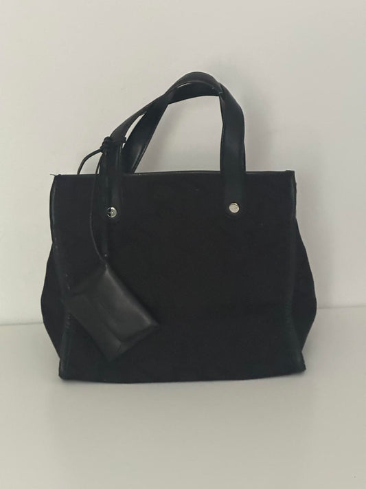DKNY Black Monogram Tote Bag with Faux Leather Handles & Pouch