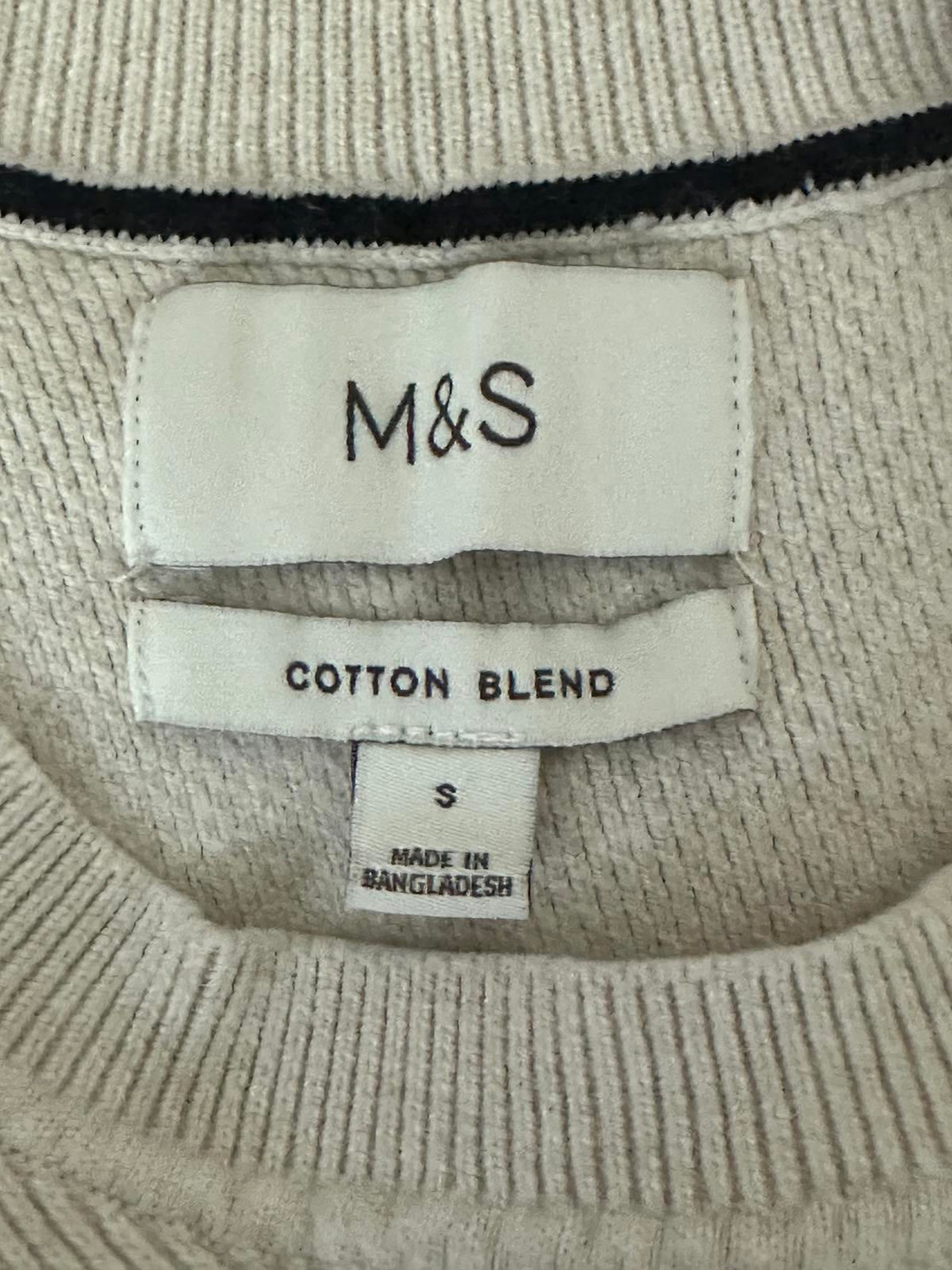 M&S Men’s Cotton Blend Textured Jumper – Dark beige