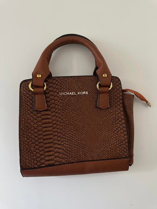 Michael Kors Brown Snake-Effect Leather Handbag