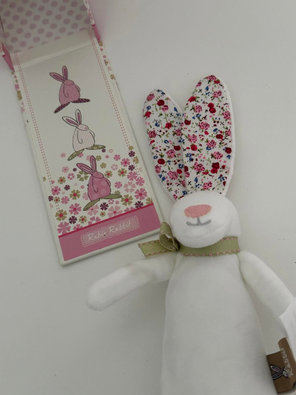 Rufus Rabbit ‘Rubie Rabbit’ Baby Rattle – Gift Boxed