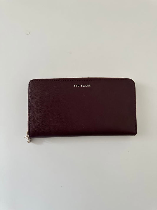 Ted Baker Zip-Around Leather Wallet – Burgundy
