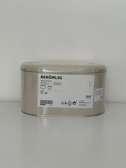 IKEA BERÖMLIG Beige Storage Tin – Modern Metal Kitchen/Household Box