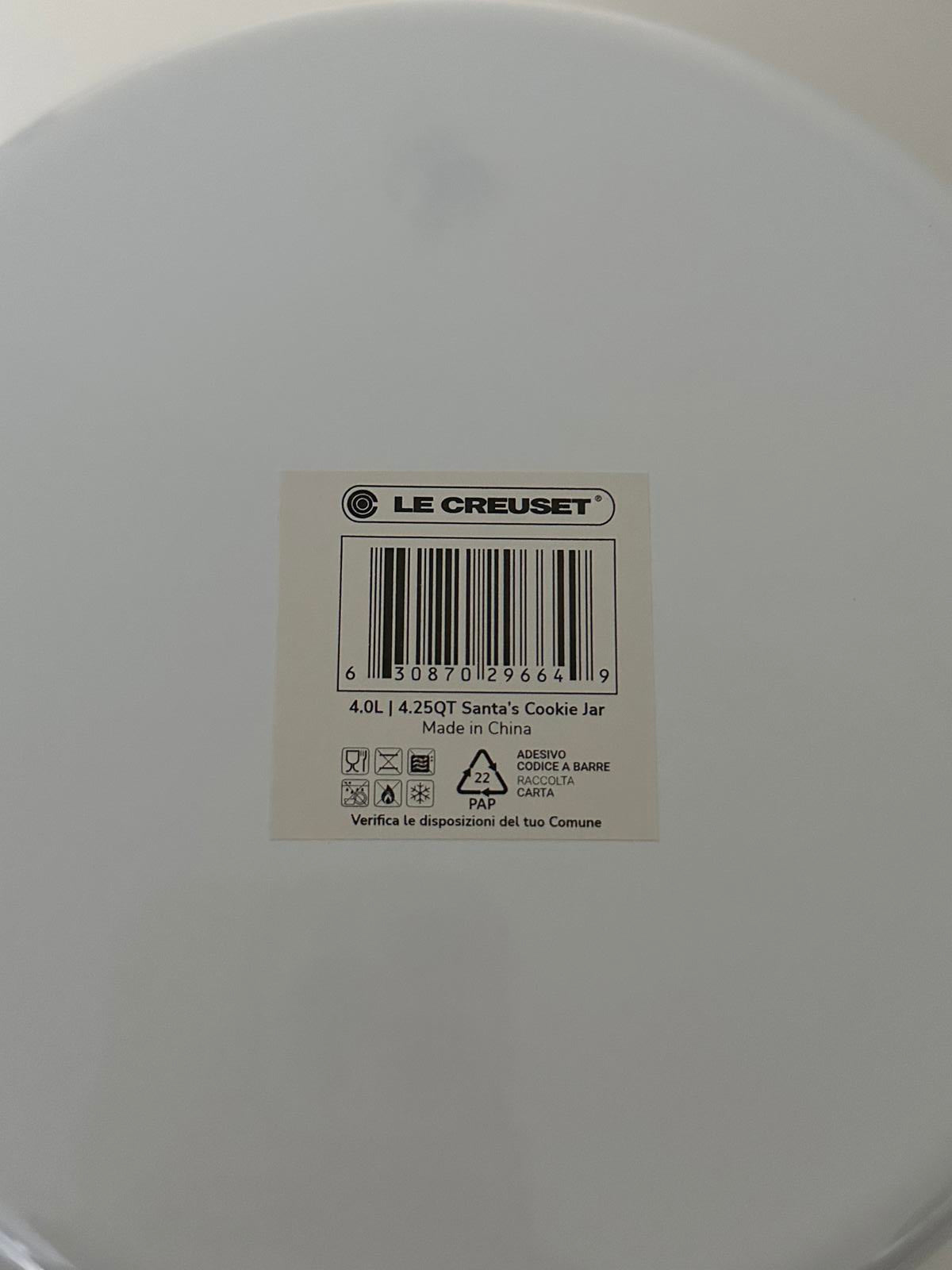 Le Creuset Noël “Santa’s Cookie Jar” 4.0L White/Red with Gold Knob