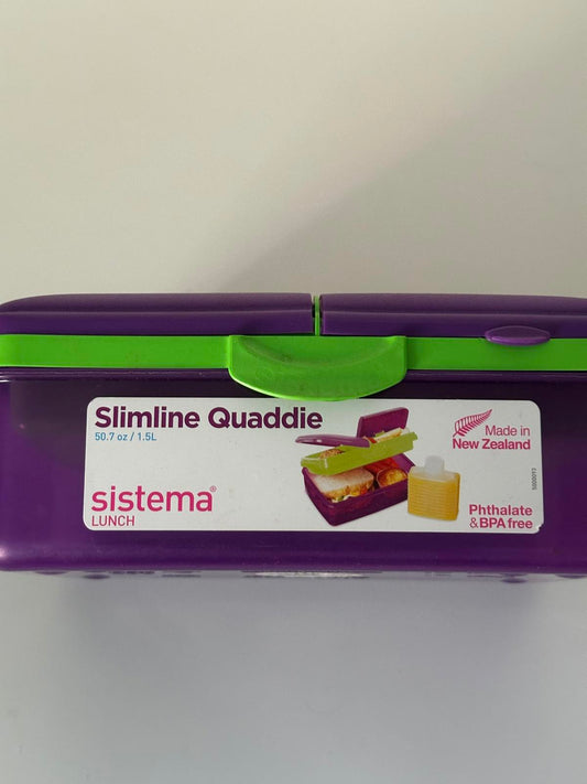 Sistema Slimline Quaddie Lunch Box – 1.5L BPA Free Purple/Green
