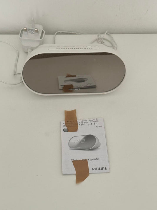 Philips AJ2000/05 Mirror Finish Alarm Clock with FM Radio & Dual Alarm