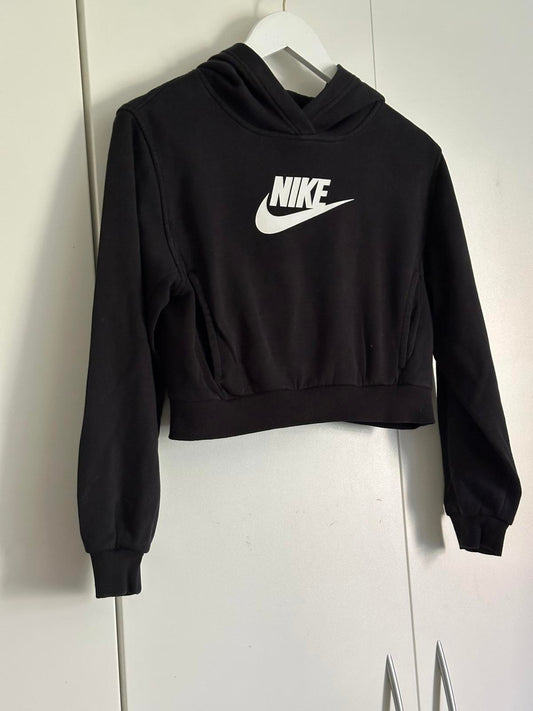 Nike Black Cropped Hoodie – Youth Size Large (146–156cm)