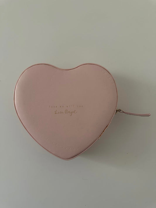 Lisa Angel Pink Heart-Shaped Travel Jewellery Case