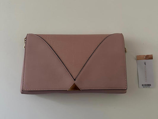 DP Accessories Pink Envelope Clutch Bag with Gold Chain Strap