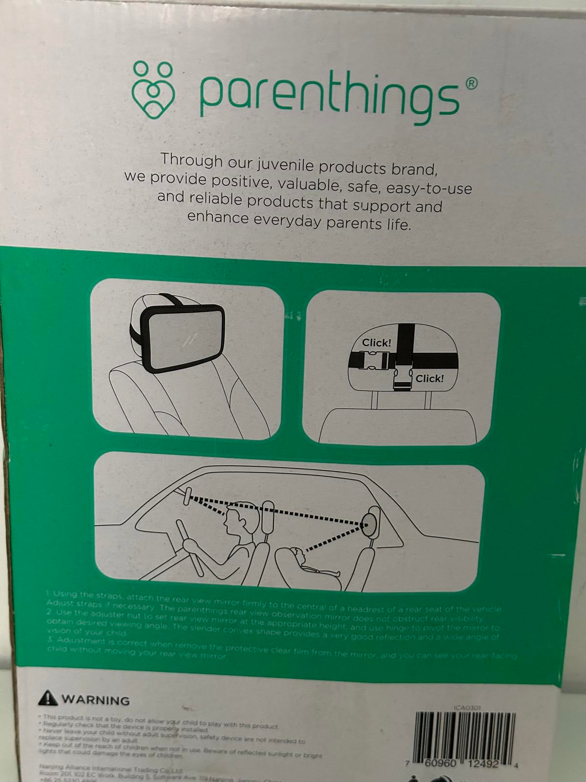 Parenthings Baby Car Mirror Large, Wide-Angle Mirror, Adjustable Straps